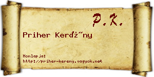 Priher Kerény névjegykártya